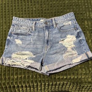 Trendy Distressed Light Blue Jean Shorts